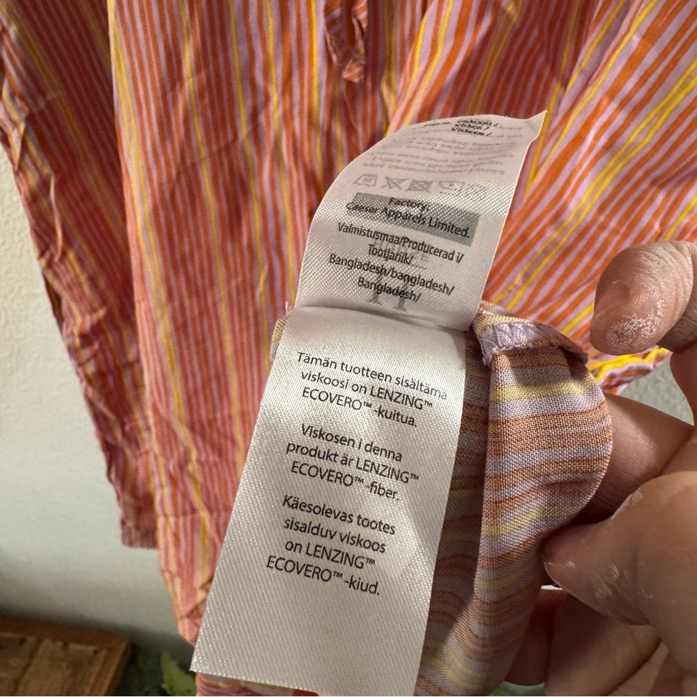 House Striped Dress Relaxed Drawstring Waist Size 44EU (12/14) Boho Natural NEW - Picture 5 of 14